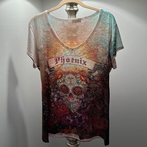 Unique “Phoenix” Sugar Skull t-shirt